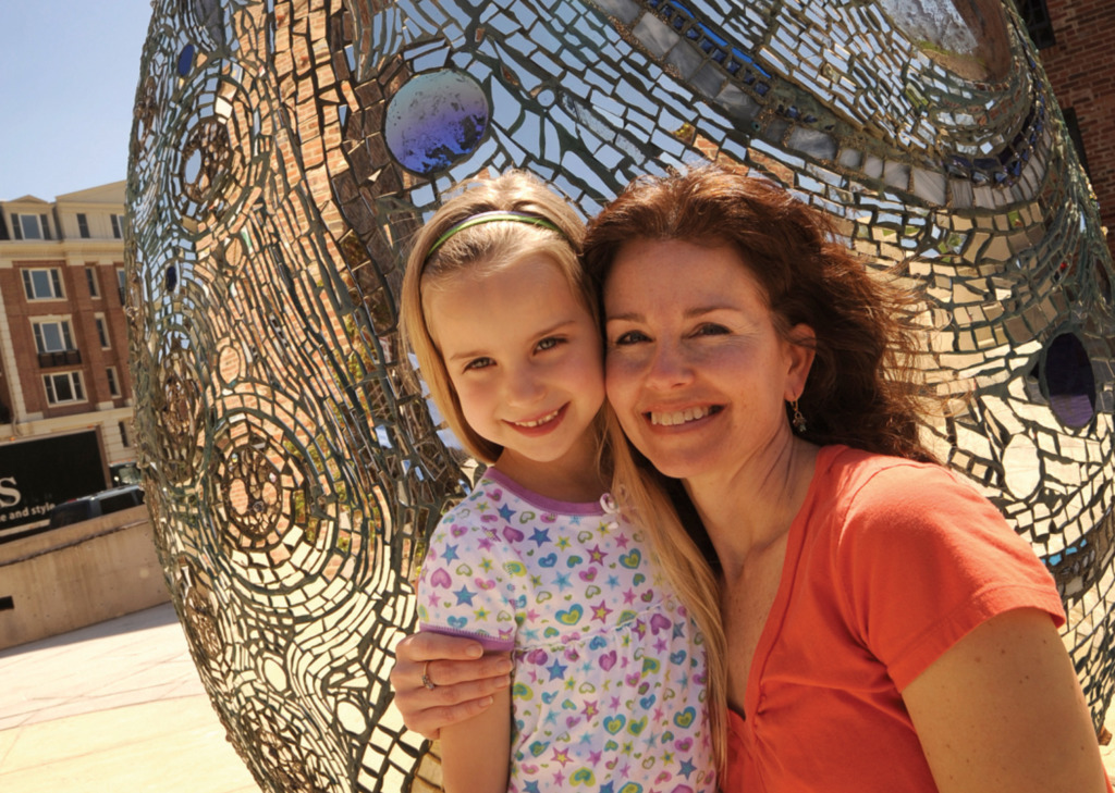 Grabbing a picture in front of the Cosmic Egg at the American Visionary Art Museum.