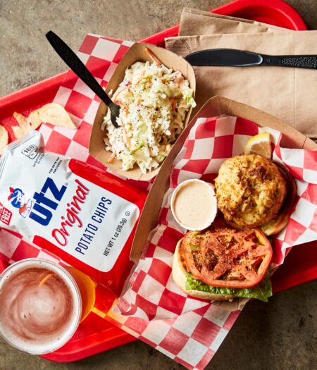 Baltimore crab cakes and utz chip from the Local Oyster.