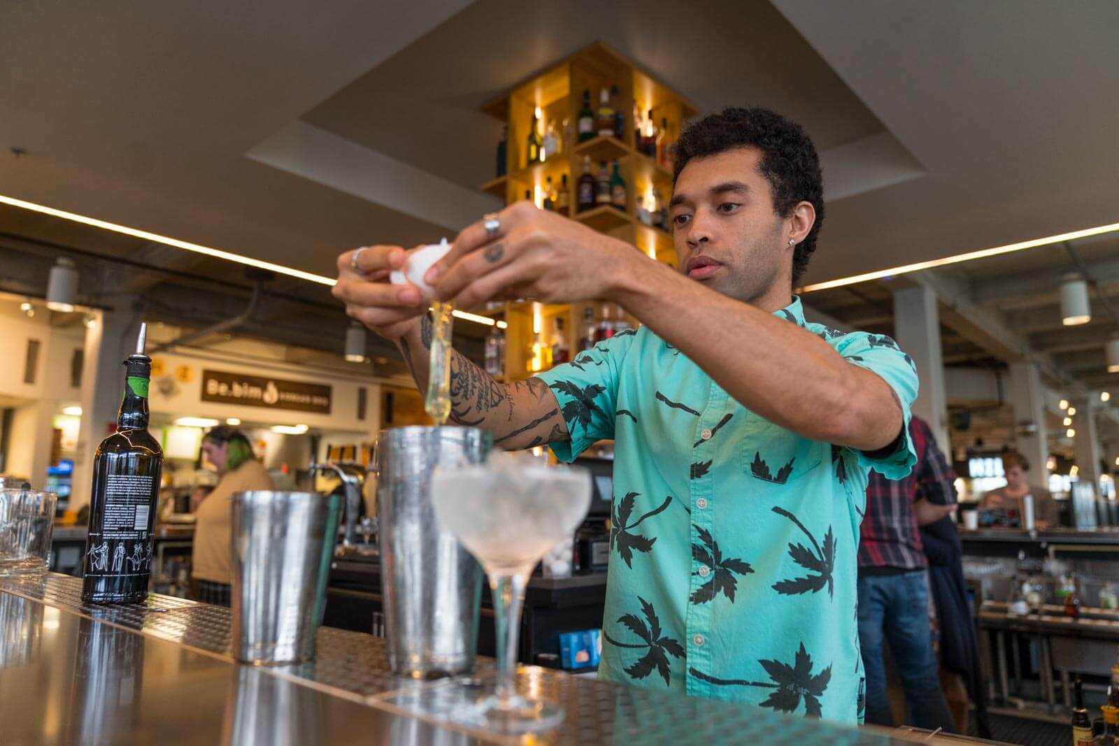 Cocktails being made at rhouse market in Baltimore.