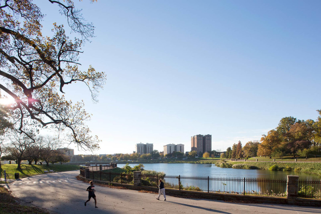 A view of the reservoir in Druid Hill Park in Baltimore.