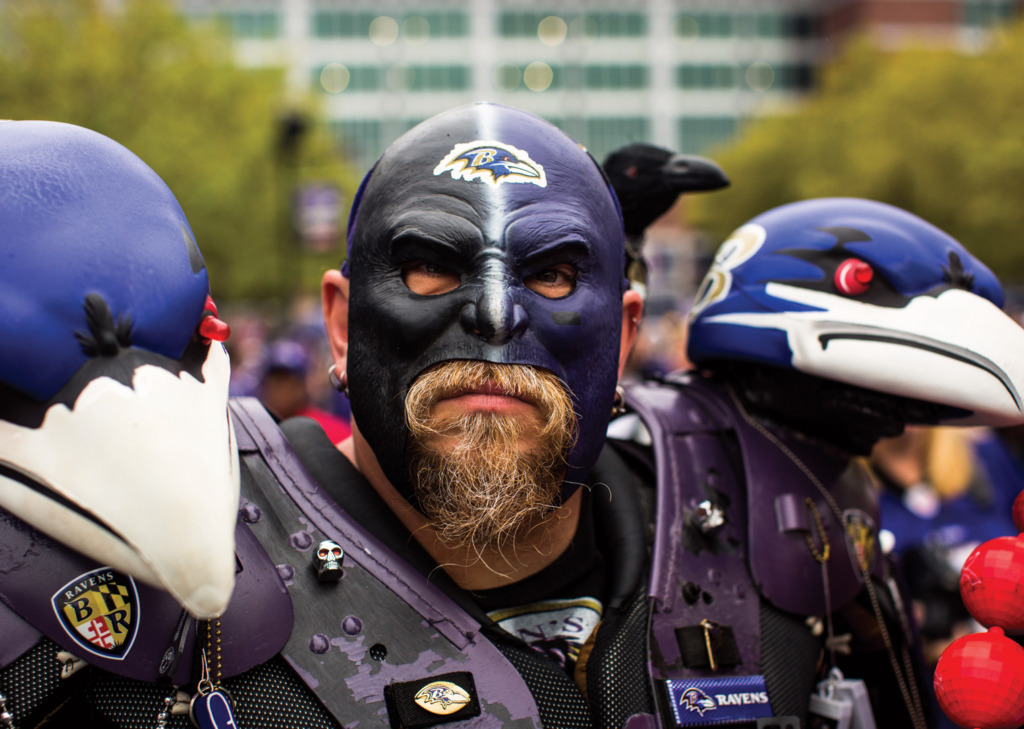Justin Tsucalas A Ravens fan in full gear heading into the game.