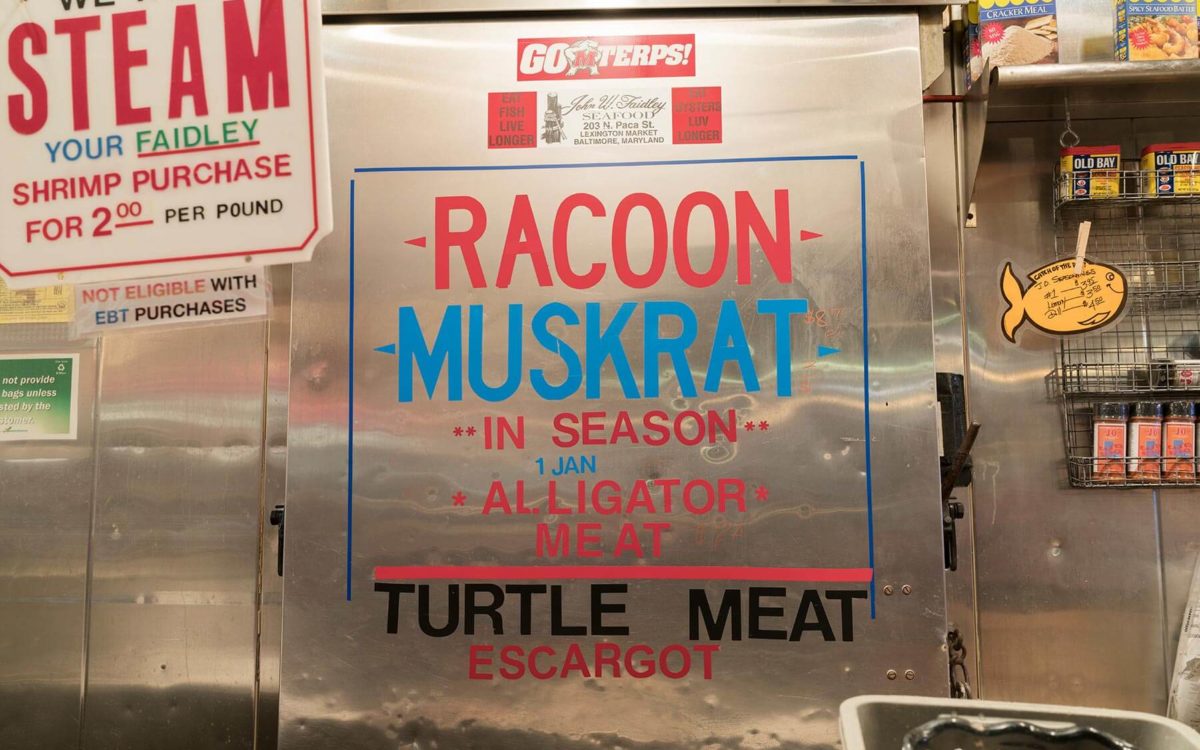 Faidleys signage at Lexington Market in Baltimore.