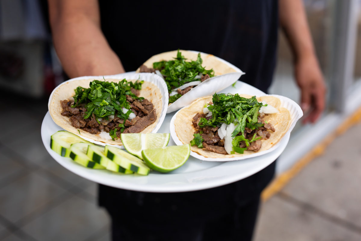 tacos on a plate at La Poblanita Restaurant