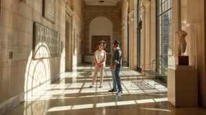 A couple exploring the Baltimore Museum of Art.