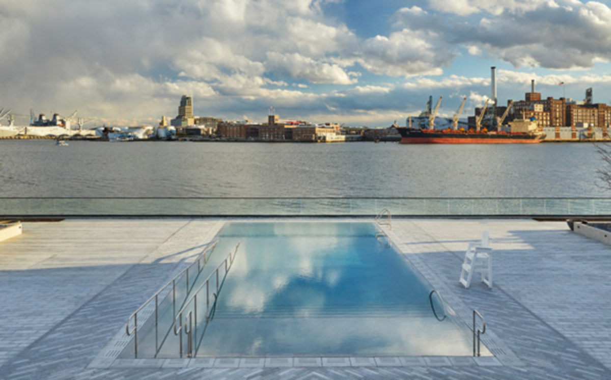 Pool with a view of the harbor