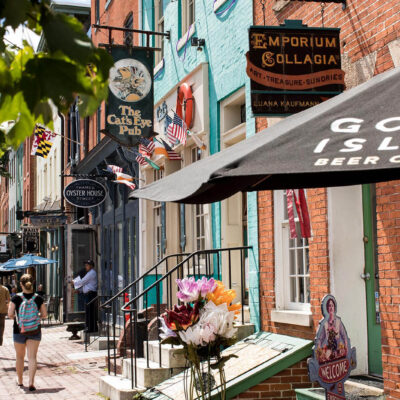Shops in Fells Point, Baltimore.