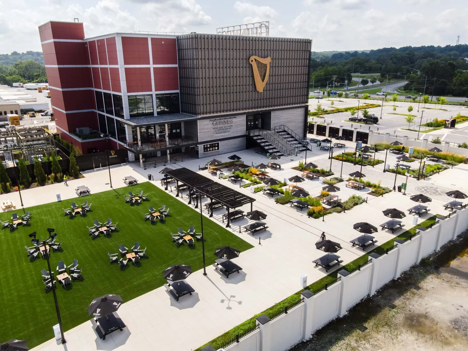 Aerial view of Guinness Open Gate Brewery and yard