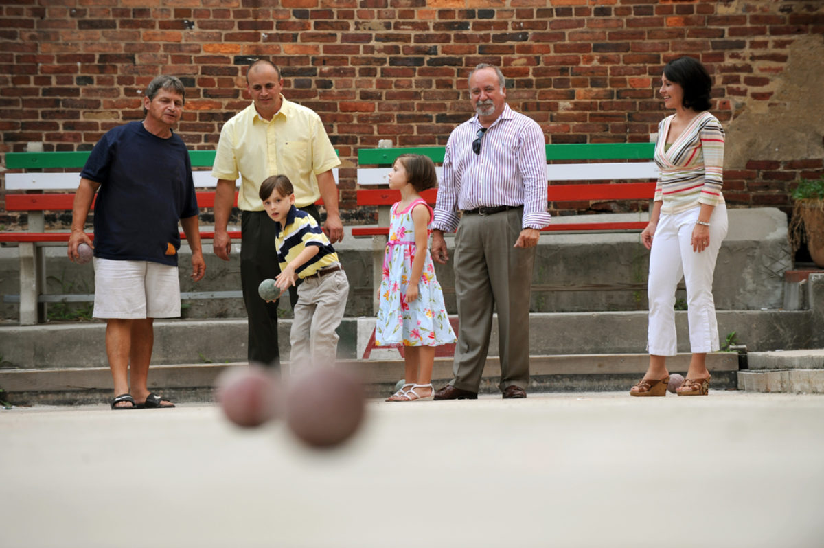 People playing bocce