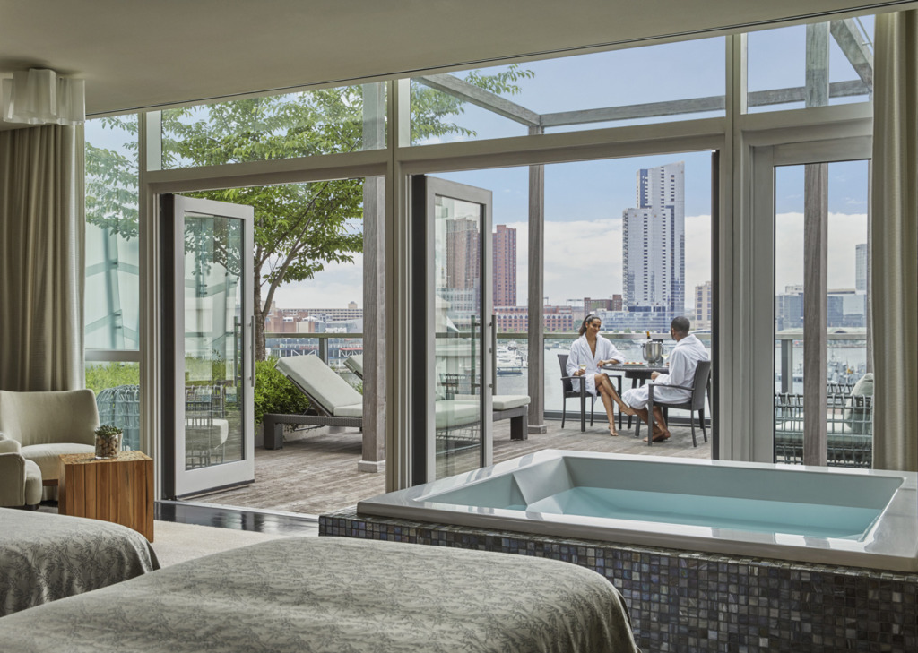 A couple relaxing at the Four Seasons Baltimore Hotel Spa
