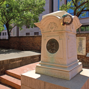 A photograph of Edgar Allen Poe's grave in Baltimore.